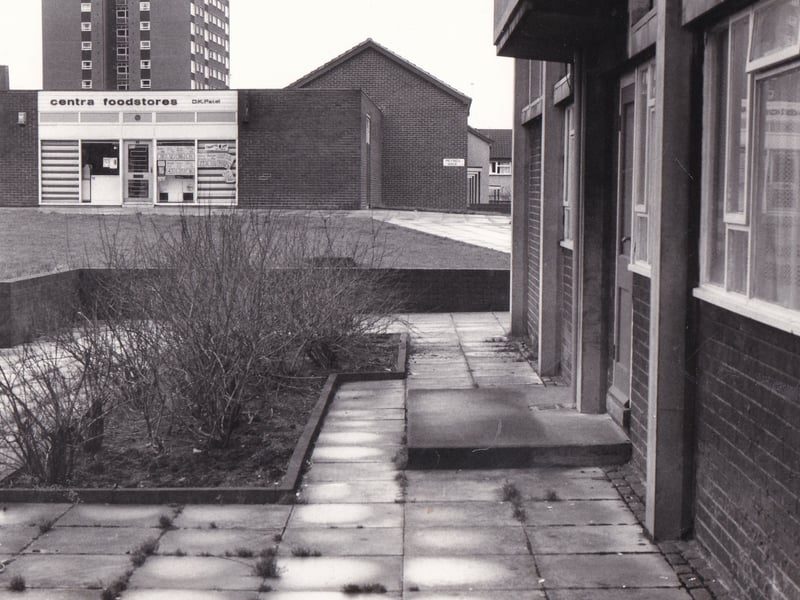 Centra Foodstore pictured in January 1978. In the background is Holbeck Towers flats.
