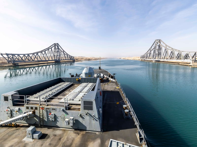 HMS Dragon has passed through the Suez Canal as the Royal Navy air defence destroyer heads to the Middle East.