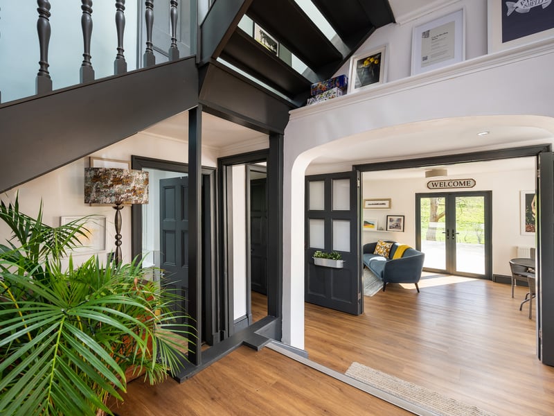 Two generous double bedrooms and two shower rooms (one en suite) make up the remainder of the ground floor accommodation. The first floor accommodation is accessed by an impressive stair from the reception hall.