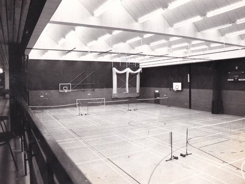 The mioan sports hall at Scatcherd Sports Centre pictured in November 1975.
