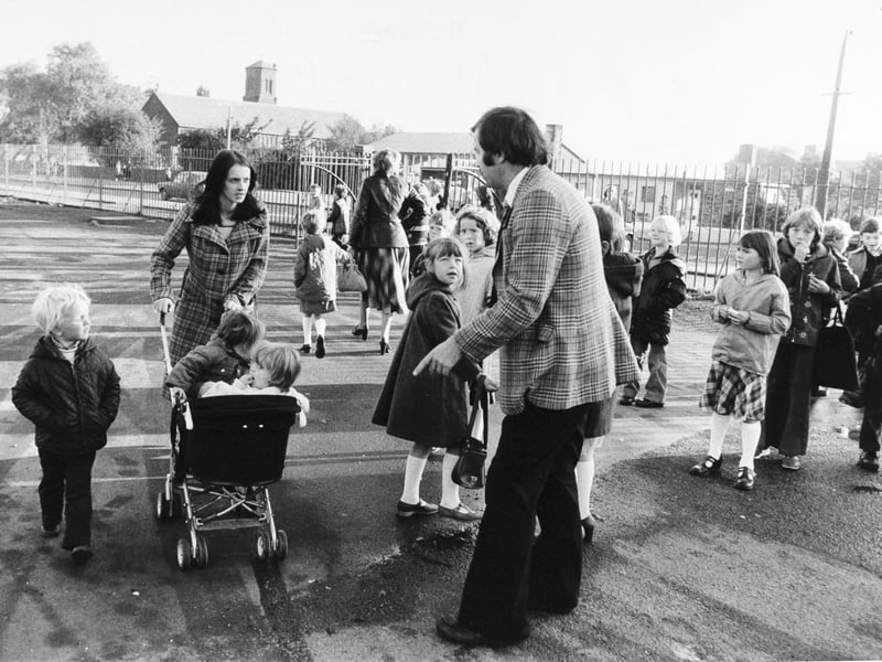 October 1979 and teachers tell children arriving with parents at Middleton Primary School to go home after an arson attack.