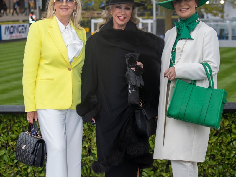 Sharon O’ Reilly, Sharon Gannon, Anne Wolverson in Punchestown for the first day of the Festival 2023