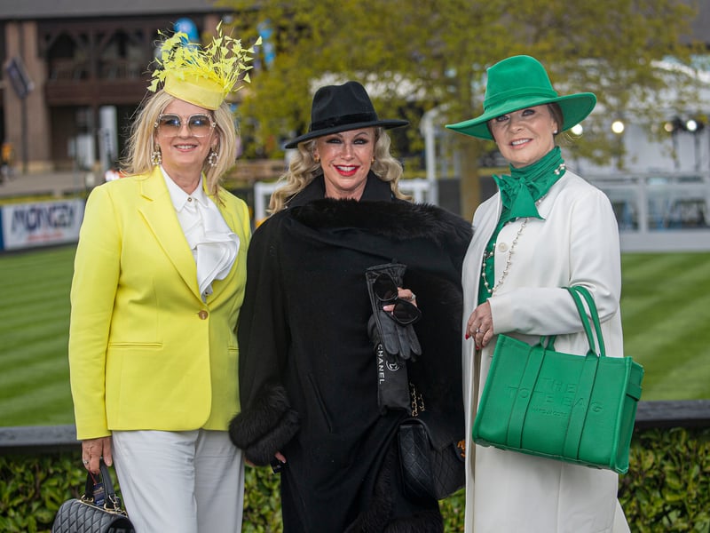 Sharon O’ Reilly, Sharon Gannon, Anne Wolverson in Punchestown for the first day of the Festival 2023