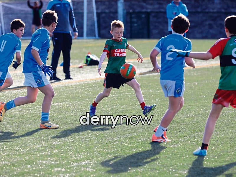 Culmore v Doire Trasna action in the U9 Boys’ GAA blitz.