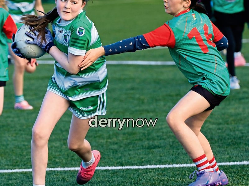 Action from the U9 Girls’ GAA blitz held at the Waterside Shared Village Centre on Friday night. (Photos - Tom Heaney, nwpresspics)