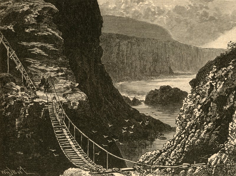 The Carrick-A-Rede Rope Bridge, near Ballintoy, County Antrim, in 1898