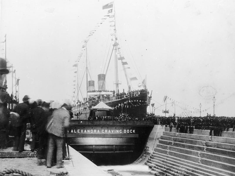 Crowds at the opening of the Alexandra Graving Dock, Belfast, in May 1889