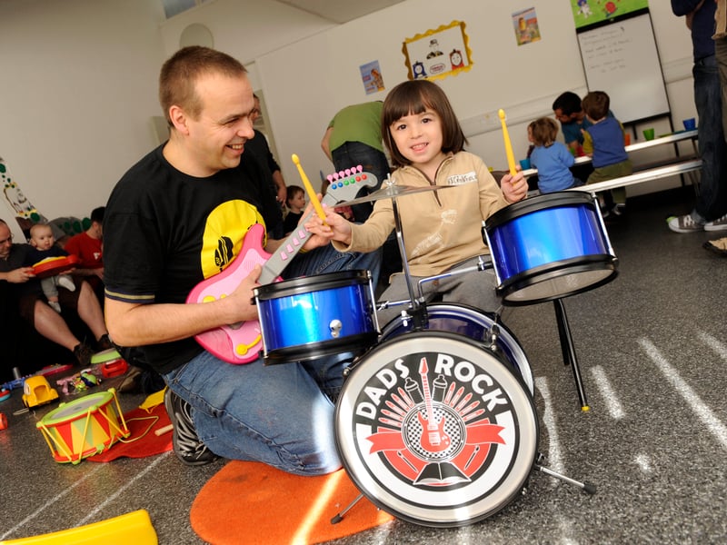 Steve Leslie pictured in March, 2012 with son his Jason, 3, at the playgroup for dads and children called Dads Rock, held at Gate 55, Sighthill.