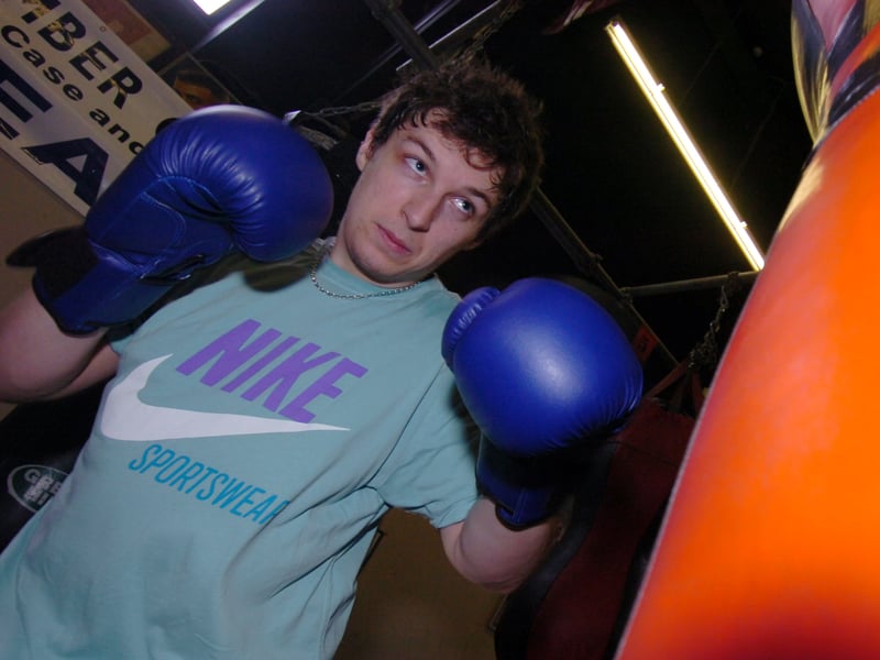 Arctic Monkeys drummer Matt Helders sparring at Sheffield Boxing Centre for a charity bout in 2010