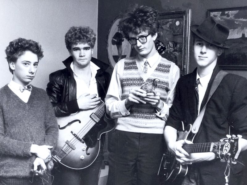 An early photo of Pulp founder Jarvis Cocker (second from right) with his then bandmates Wayne Furniss, Jamie Pinchbeck and Peter Dalton in 1981. Jarvis grew up in Intake, Sheffield, and attended City School.
