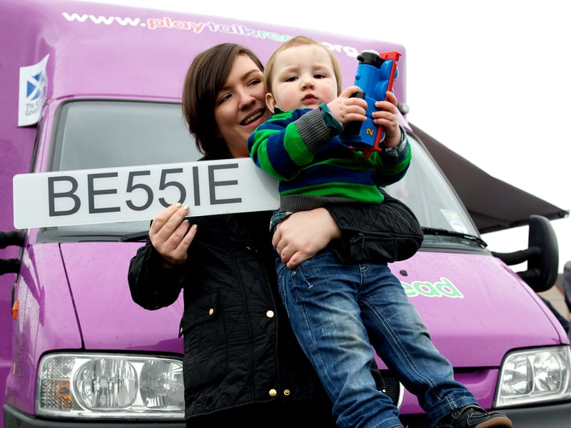 Danielle Butler and son Clayton at Gate 55, pictured in February, 2013, after Clayton won a competition to name the community centre's tour van/bus 'Bessie'.