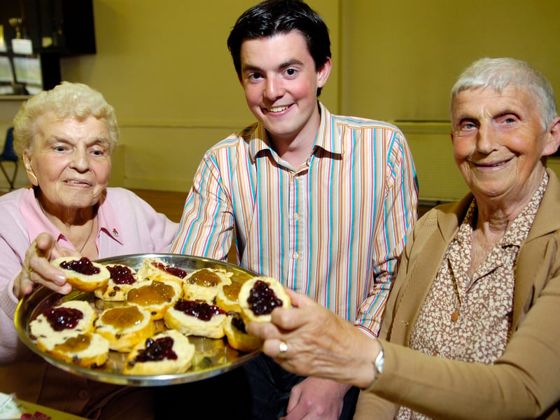 Jam-maker Fraser Doherty supplied the jam on top of the scones at the launch of tea parties for elderly people at Sighthill Community Centre in June, 2008.