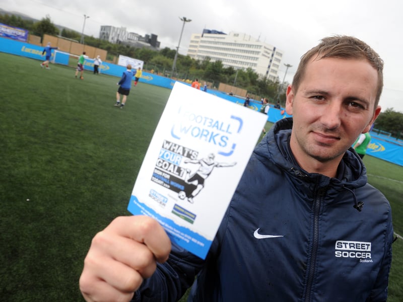 Chief Executive of Street Soccer (Scotland) at the launch of the Dunedin Canmore Cup at the Powerleague Soccer pitches in September, 2012.