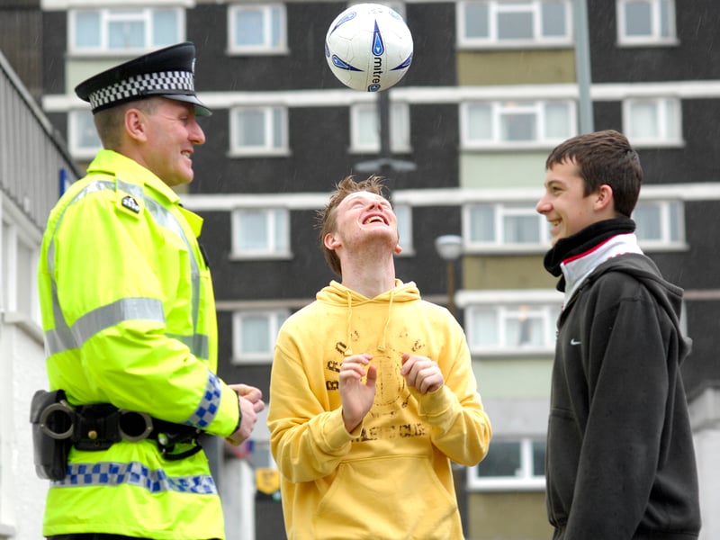 Rival estates came together in December, 2006, to play a football match in memory of Steven Lennon who was stabbed to death in the Sighthill estate.