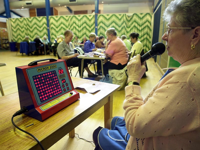 Liz Finningham was the caller at Sighthill Community Centre in May, 2002, for a game of bingo.