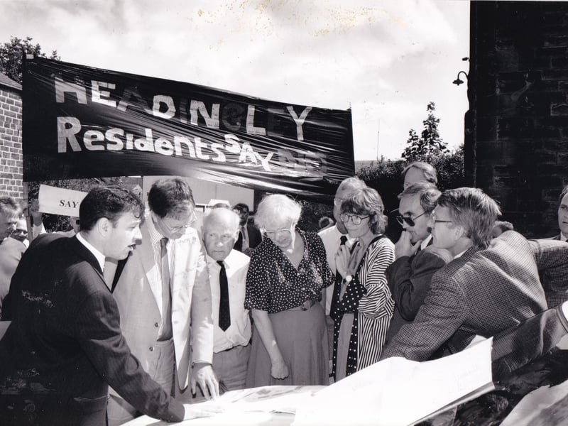 Planning committee members and residents check plans in July 1992 to turn a former water pumping station into a huge pub. Councillors later agreed they did not want the scheme to go ahead.