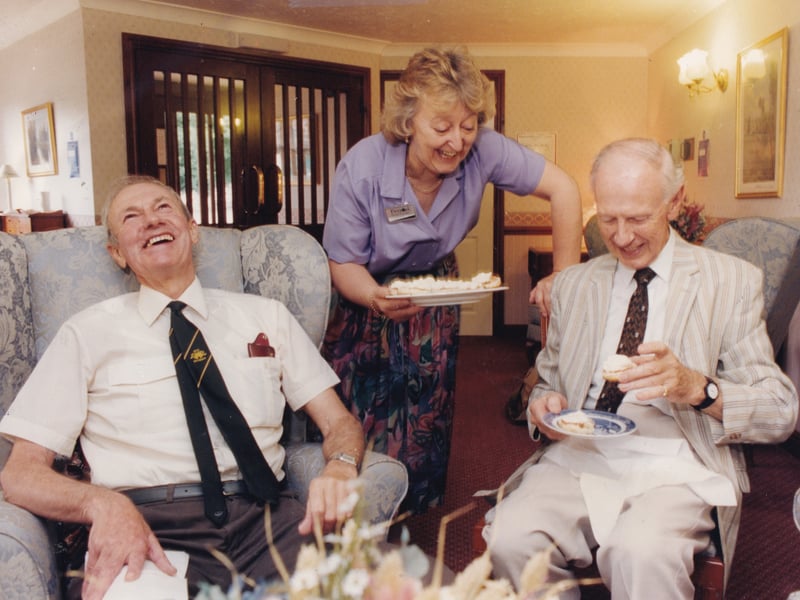 Orchard Court residents enjoy a cuppa and a cake as well as some laughs.