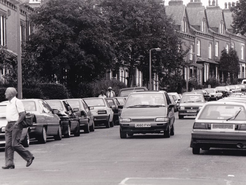Cars parked on Headingley Mount for the Test in July 1992.