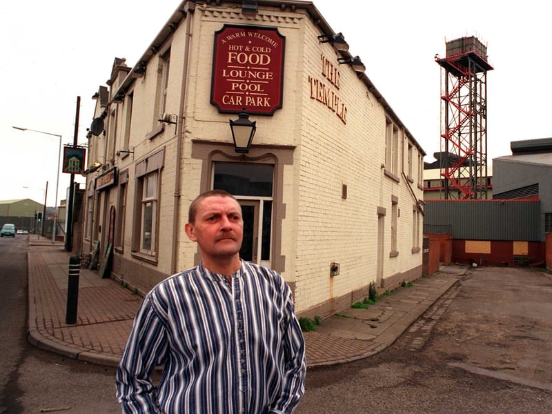 Peter Youle, landlord of The Temple pub on Sheffield Road, Templeborough, Rotherham, in 1999