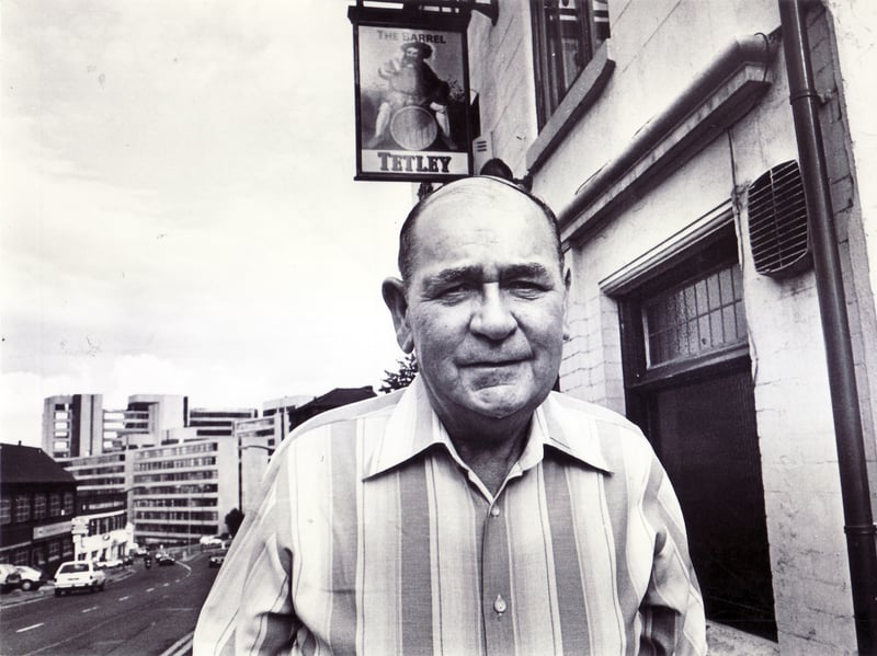 Joe Fagan, landlord of The Barrel pub, Broad Street, Sheffield, pictured upon his retirement in September 1985. The pub was later renamed Fagan's, in his honour.