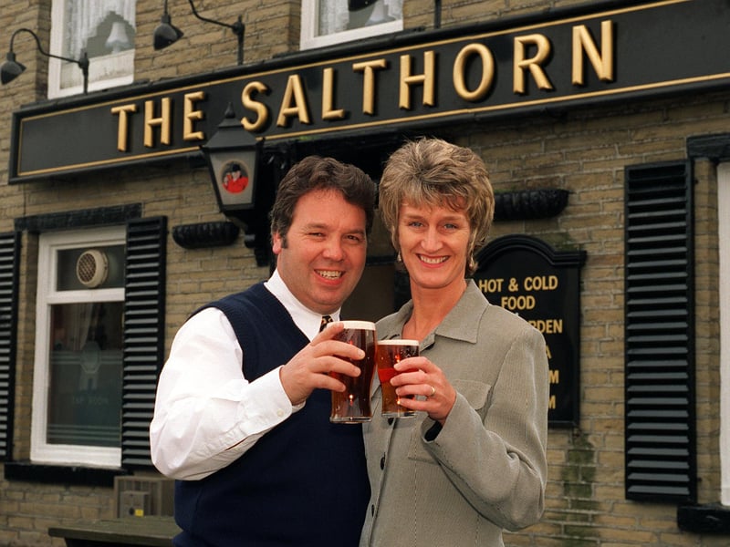 Paul and Sandra Conquest, landlord and landlady of The Salthorn pub, Oakenshaw, in March 1997