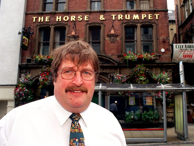Steve Farrell, landlord of the Horse & Trumpet pub, on the Headrow, Leeds, in 1999