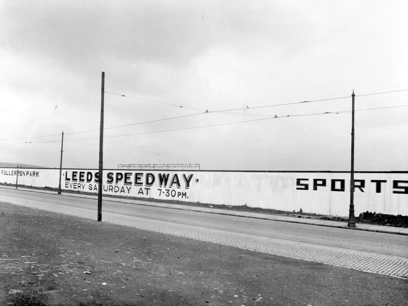 Leeds Speedway Track at Elland Road pictured in June 1938. The circuit was 402 yards (367 metres) It was a popular facility, crowds of 10-12,000 would watch the motor-bike riders.