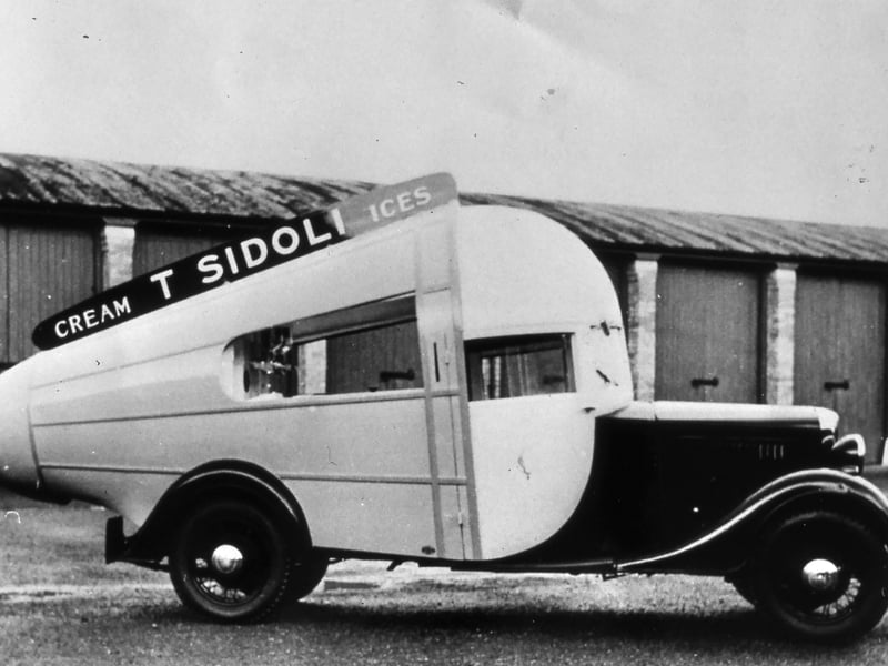 A familiar sight on the streets of Shrewsbury in 1935, this Sidoli ices van was photographed in Harlescott and features bodywork built by Vincent Greenhous, whose coachworks were based in the area.