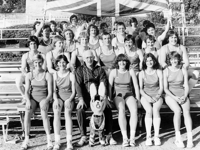 Smiles all round for the Bridgnorth “It’s A Knockout” squad after their 1979 victory over twin town Thiers in France. The team, who had narrowly missed out on a place in the European competition earlier that year, travelled to France for a 10-day visit and returned home with a specially presented cup after winning 80 points to 63. 