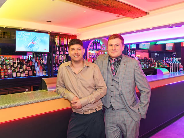 Stephen Blake and Jamie Pickering in the newly refurbished bar
