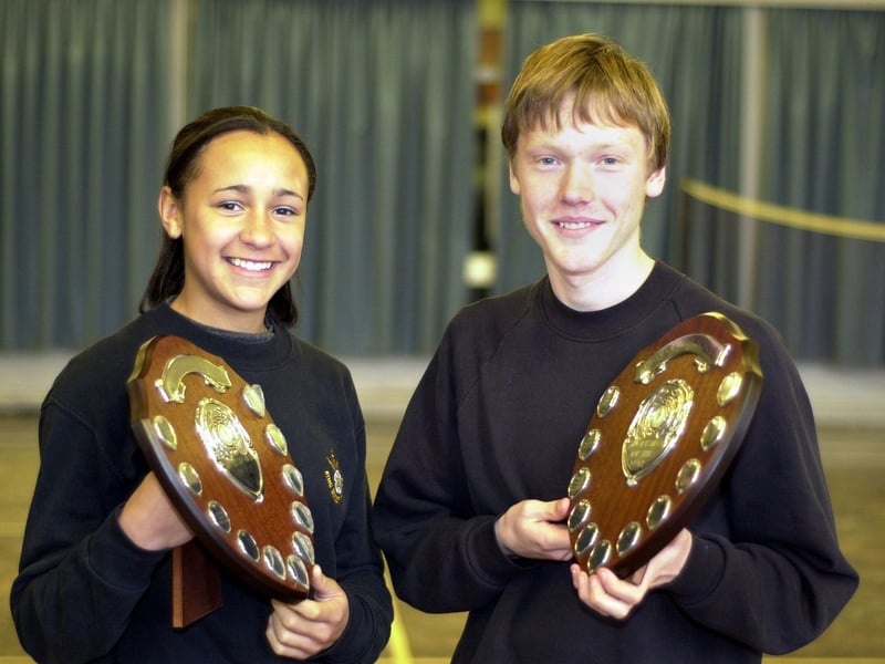 The Olympic heptathlon gold medallist Dame Jessica Ennis-Hill grew up in Sheffield and attended Sharrow Primary School and then King Ecgbert School. She is pictured here, aged 14, alongside Martin Edwards, when they were named sportswoman and sportsman of the year at King Ecgbert's annual sports presentation evening.