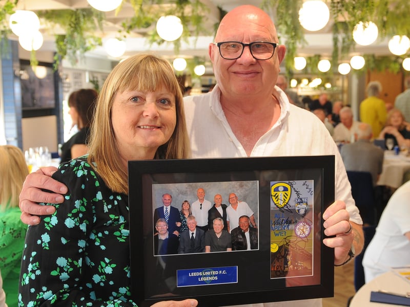 Maria and Dave Murphy of Belle Isle with their legends picture at the Billy Bremner Gala Dinner
