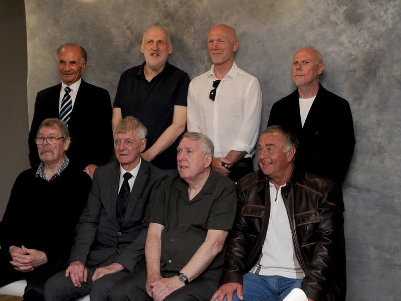 One for the album: Chris Keens joins Leeds United legends for a picture at the Billy Bremner Gala Dinner