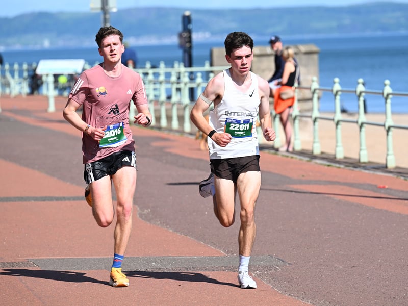 Marathon runners head along the Promenade in Portobello.