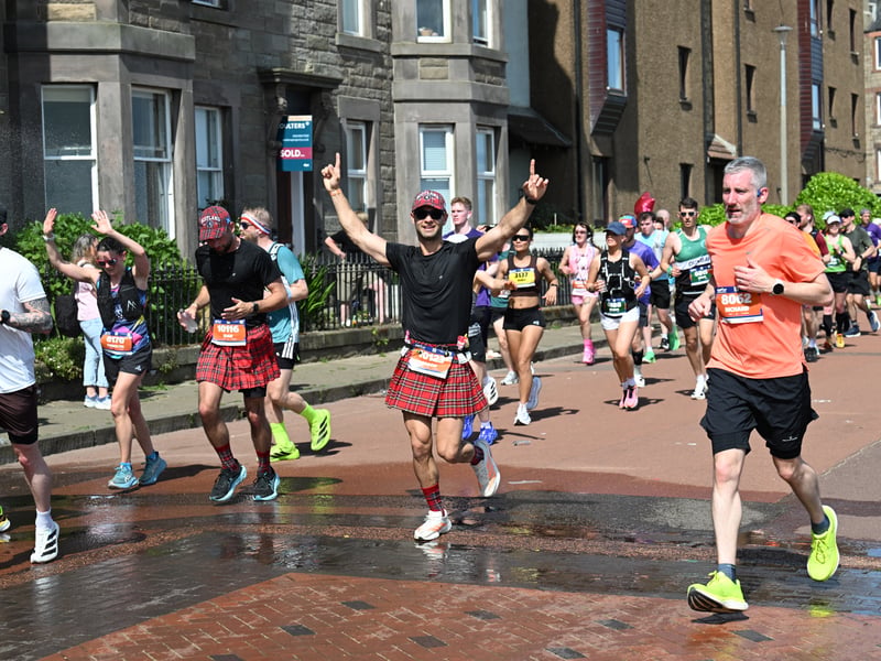These runners in short tartan kilts taking on the marathon in Edinburgh.
