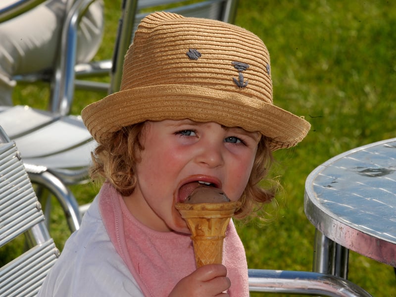 Murphy Tonks, aged two of Sheffield, cools down with an ice cream 