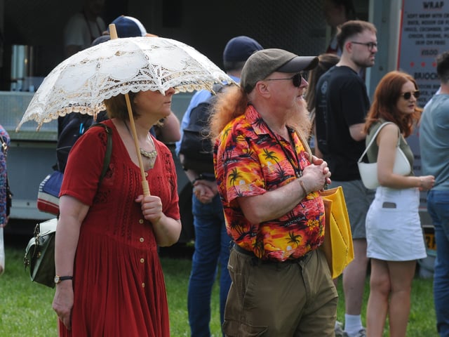 Umbrella weather in the heat. 