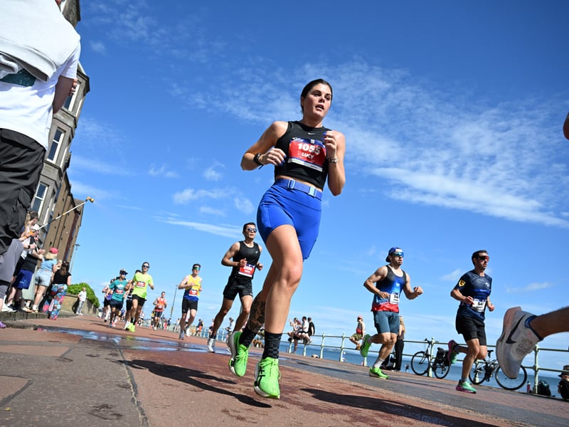 The temperature reached 21C as the runners pounded the streets today.