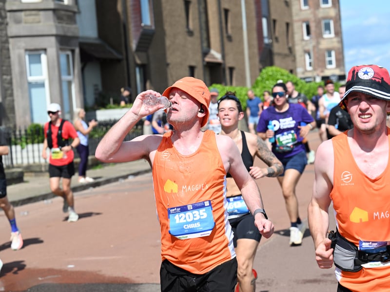 Water was much sought-after as runners sweltered on the route.