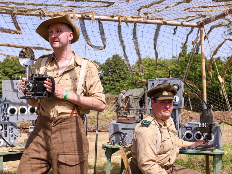 Richard Salmon, left, and Matt Salter portray members of the press.