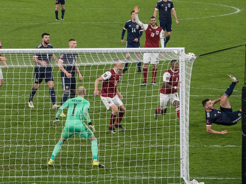 An overhead kick. Just not That one. And while it might not have been as elegant as the more recent one, nor as important, it’s worth its place here for the improvisation required. McGinn turns Ryan Christie’s speculative header into the box into an assist by tumbling backwards and hooking over his shoulder into the net.