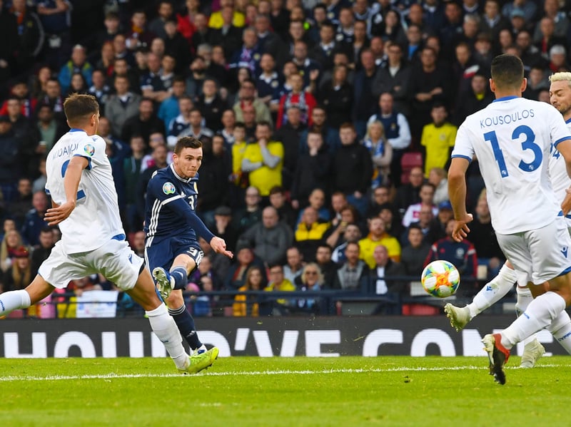 It’s fitting that record-breaking manager Steve Clarke’s first game in charge of Scotland was distinguished by such a fine strike in this 2-1 Euros qualifier win. Days after winning the Champions League with Liverpool, Robertson takes a pass from McGinn and arrows one into the top corner from 22 yards.