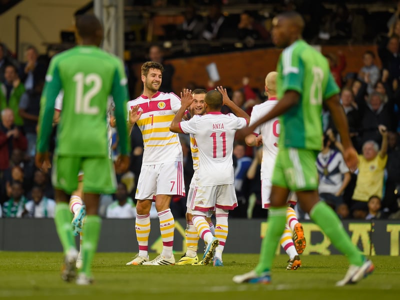 The opener in a 2-2 friendly draw at Craven Cottage. A shot that’s heading wide from James Morrison is turned into something beautiful by Mulgrew’s casual flick with his left foot – well, it had to be his left foot, didn’t it? And did he mean it? Who cares.
