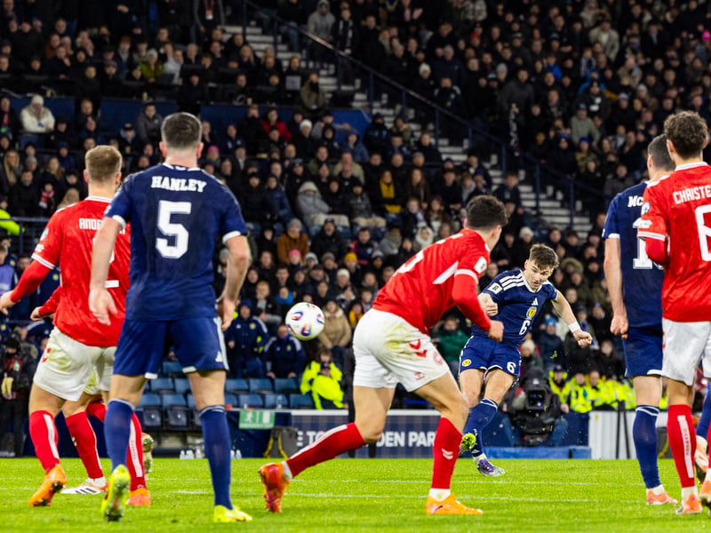 How late it was, how late. One of Scotland’s most important and dramatic goals in modern times has the extra cachet of being one of the best. Kieran Tierney on the edge of the box – what’s he doing there?! – with the second ticking away. A Danish defender fortuitously – for Scotland – miskicks and Tierney pounces to curl a left-footed shot that curls in from about five yards outside the far post, with at least two Danish players feeling its vapour trail on their face.