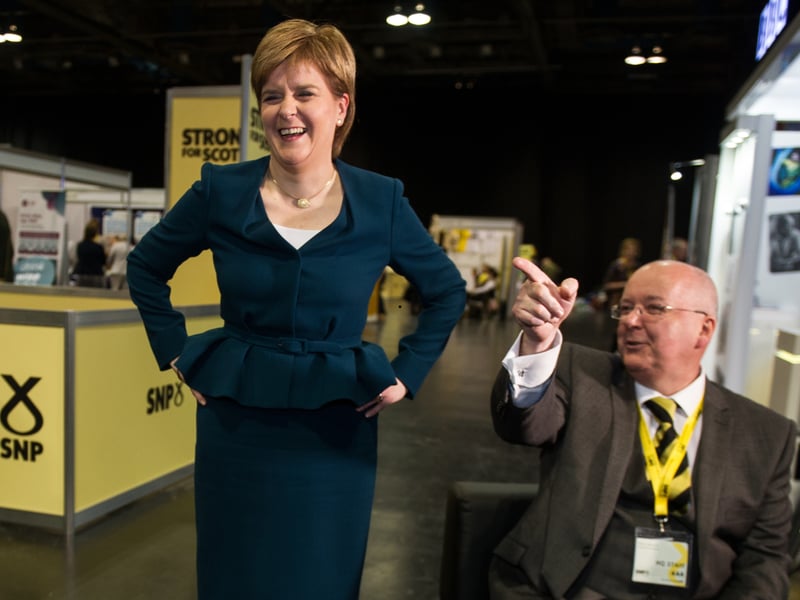 Nicola Sturgeon with husband Peter Murrell.
at the SNP conference 2016 where a new independence referendum bill was announced.