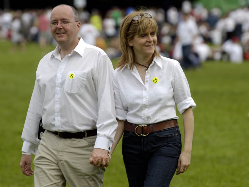 Deputy leader of the SNP Nicola Sturgeon with her boyfriend Peter Murrell at the Make Poverty History Rally in Edinburgh in January 2010. The couple had recently announced their engagement.
