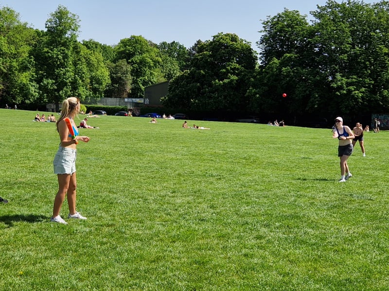 Playing rounders in Endcliffe Park