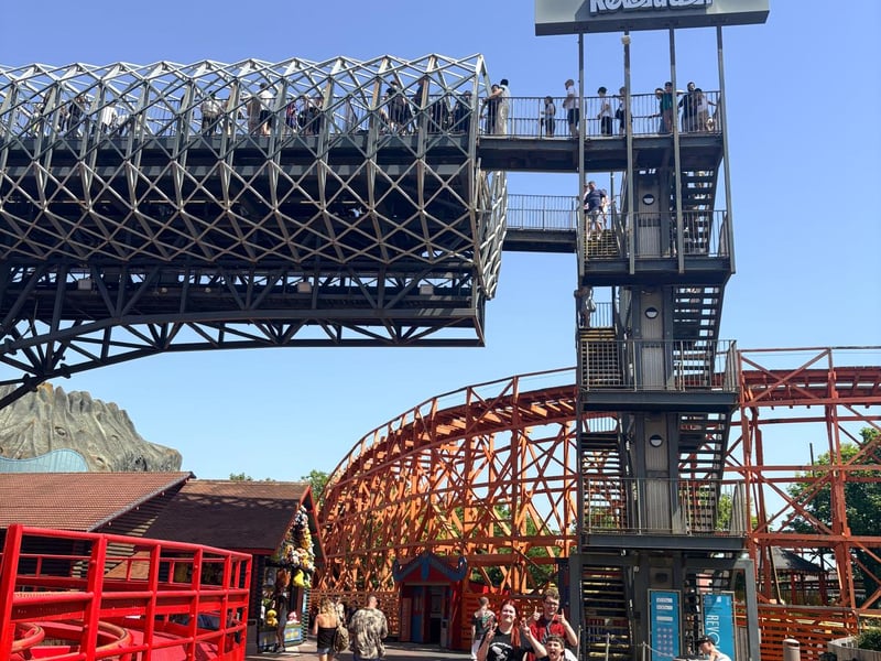 A group ready for the Revolution at Blackpool Pleasure Beach.