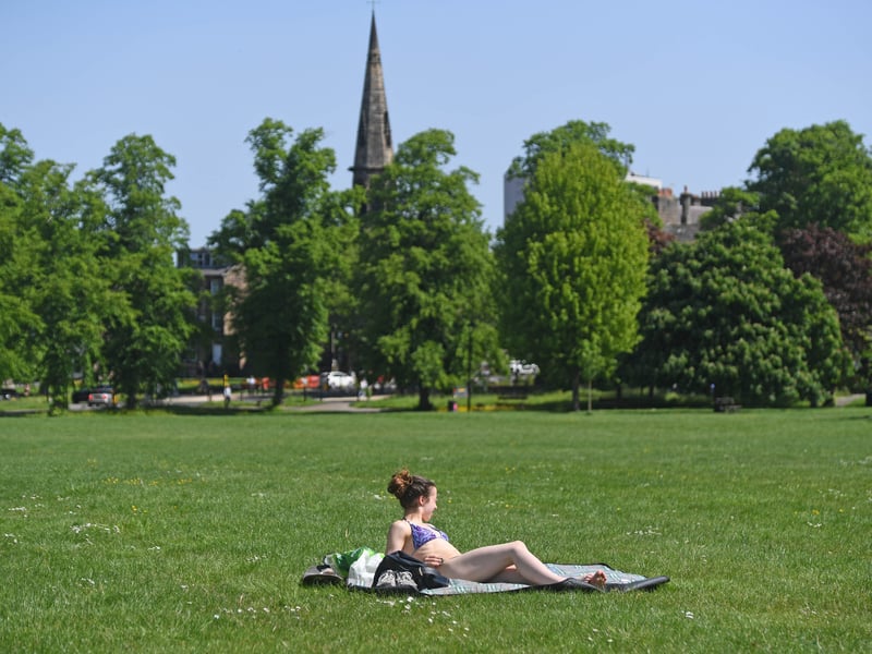 A Harrogate resident sunbathing on The Stray.