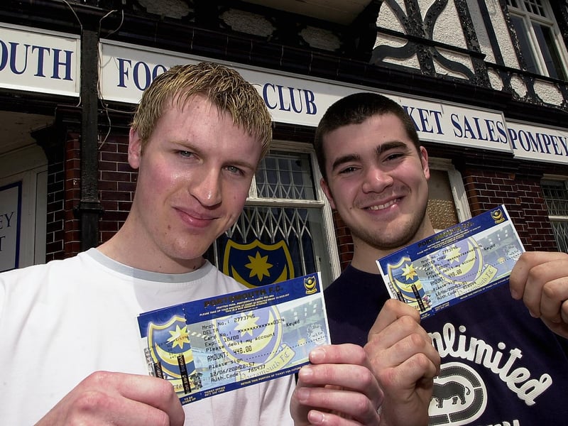 Dan Merrick, left, and Lewis Csswell show off their tickets ahead of the 2006-07 season